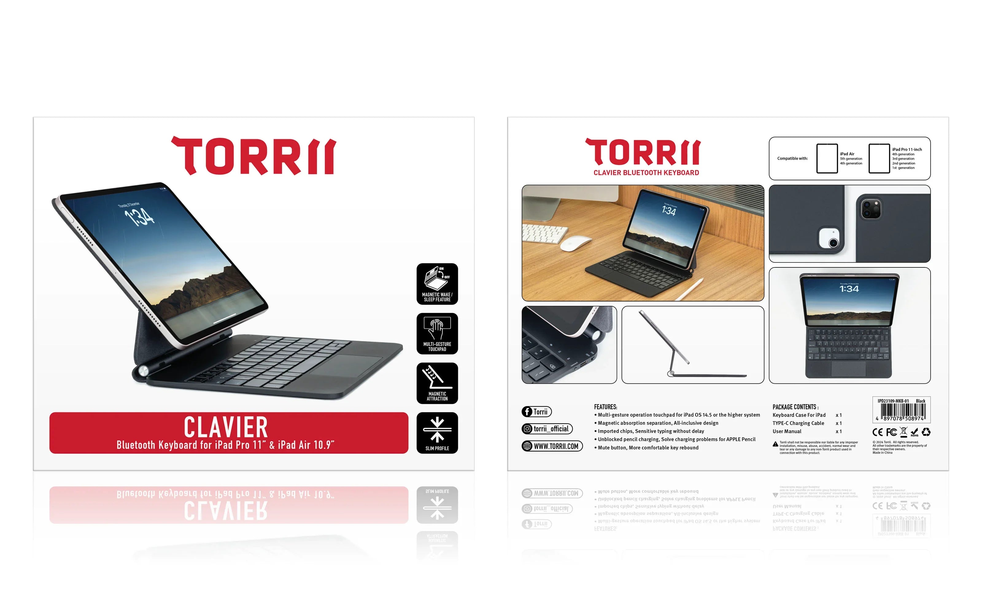 Torrii Clavier Bluetooth Keyboard For iPad Air 11 Torrii Clavier Bluetooth Keyboard For iPad Air 11